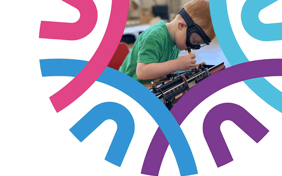 FCSS - Keith header page header (small boy 'engineering' in abstract frame)