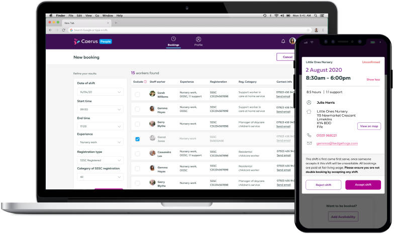 FCSS Caerus Software (laptop and mobile phone)