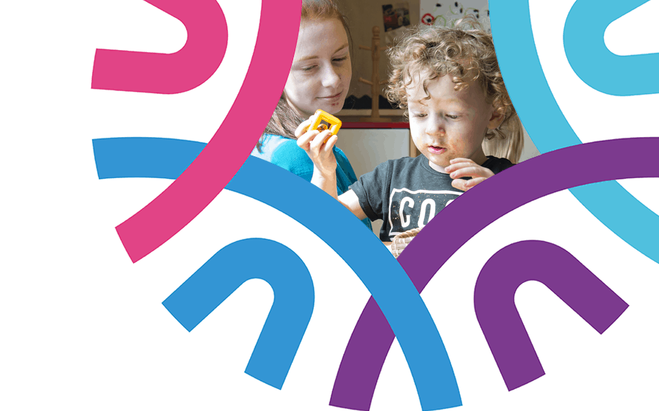 FCSS - Our Approach page header (carer and child in abstract frame)